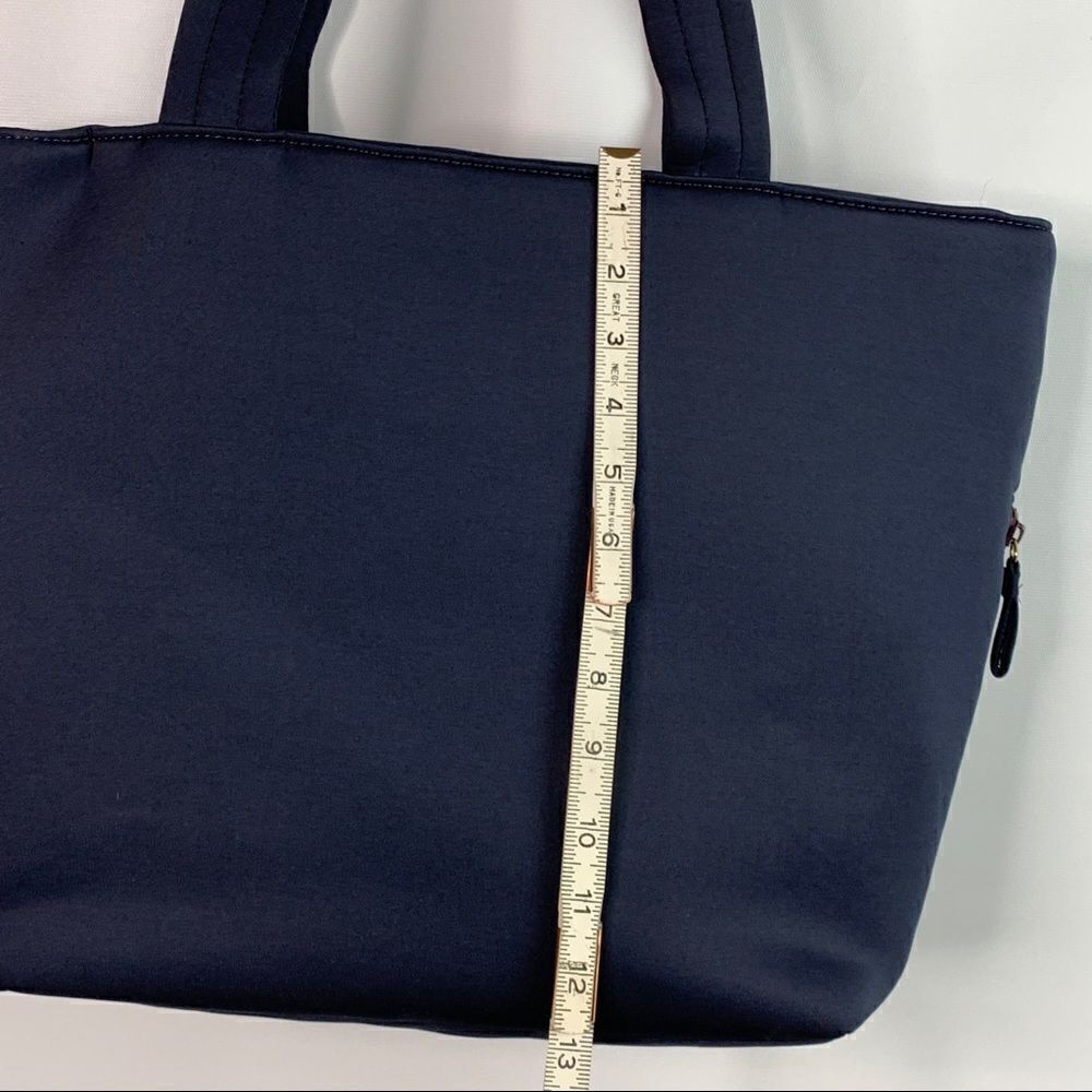 Stella & Dot Navy Blue Bow Front Nylon Tote Bag purse organizer designer - Picture 6 of 11